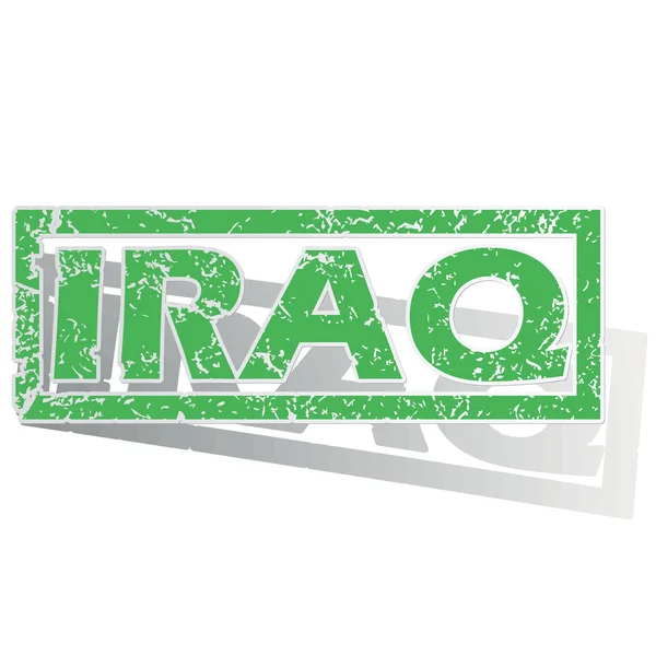 Green outlined Iraq stamp — Stock Vector