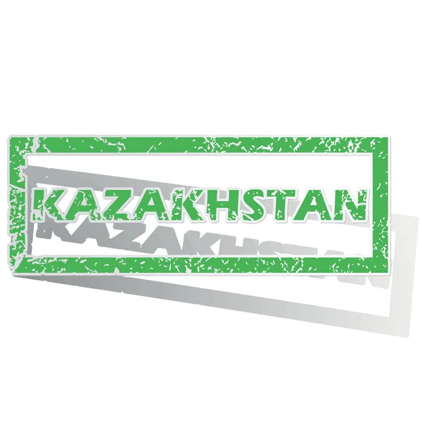 Green outlined Kazakhstan stamp — Stock Vector