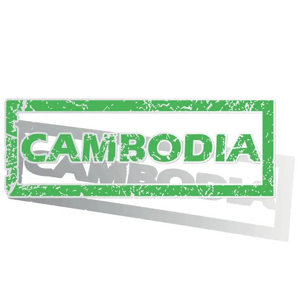 Green outlined Cambodia stamp — Wektor stockowy