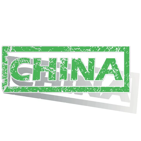 Green outlined China stamp — Stockový vektor