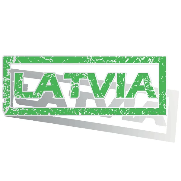 Timbre Lettonie contour vert — Image vectorielle
