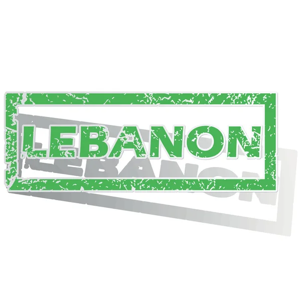 Green outlined Lebanon stamp — Stock Vector