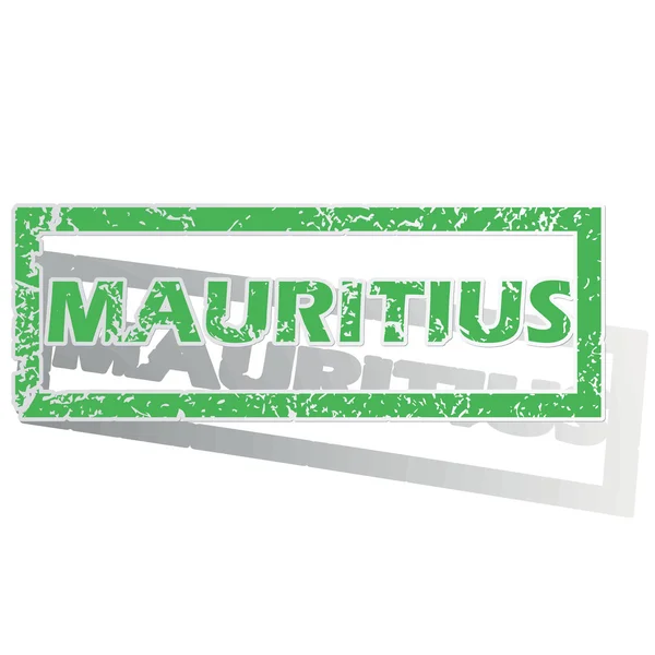 Green outlined Mauritius stamp — Stok Vektör