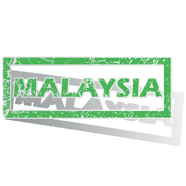 Green outlined Malaysia stamp — ストックベクタ