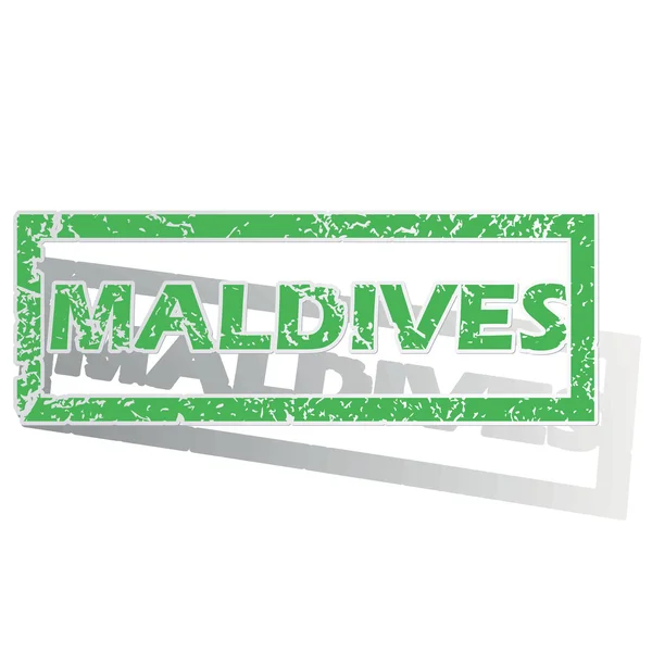 Green outlined Maldives stamp — Stockvector