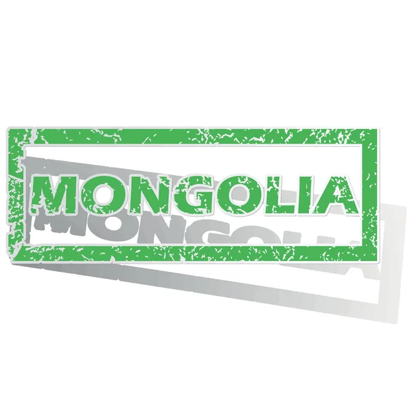 Green outlined Mongolia stamp — Stock Vector