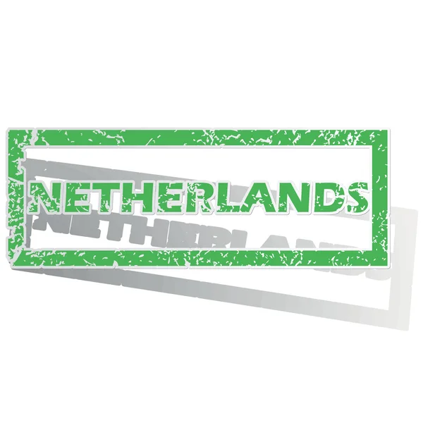 Green outlined Netherlands stamp — Stockový vektor