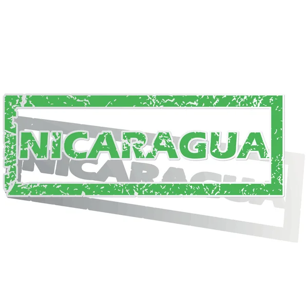 Green outlined Nicaragua stamp — ストックベクタ