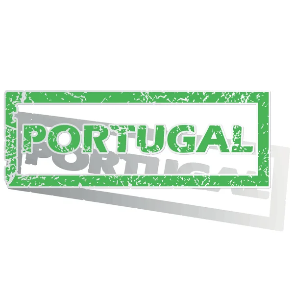 Green outlined Portugal stamp — 图库矢量图片