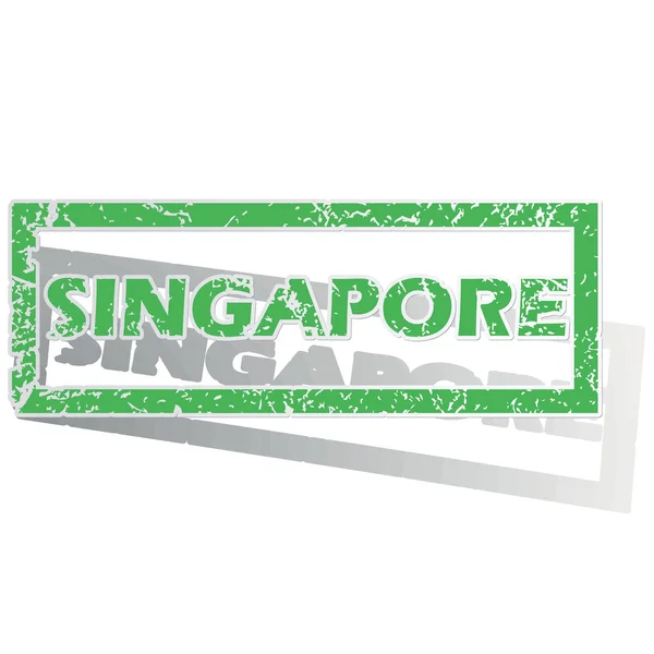 Green outlined Singapore stamp — ストックベクタ