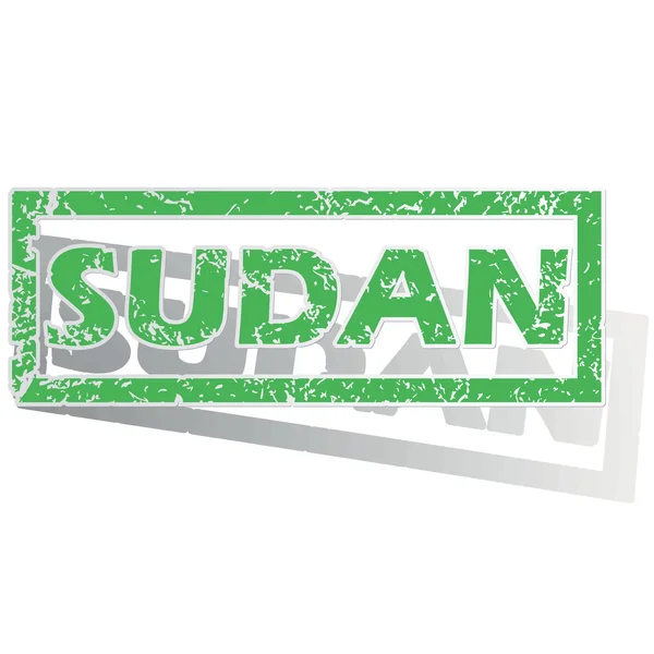 Green outlined Sudan stamp — Stok Vektör