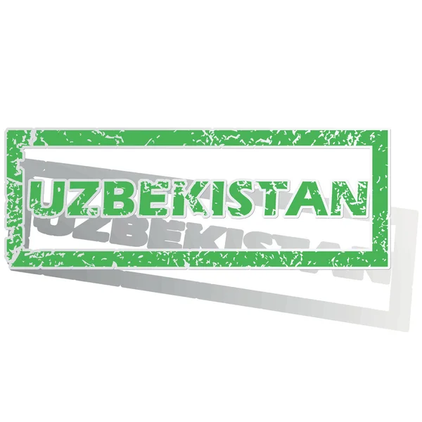 Verde delineó sello de Uzbekistán — Vector de stock