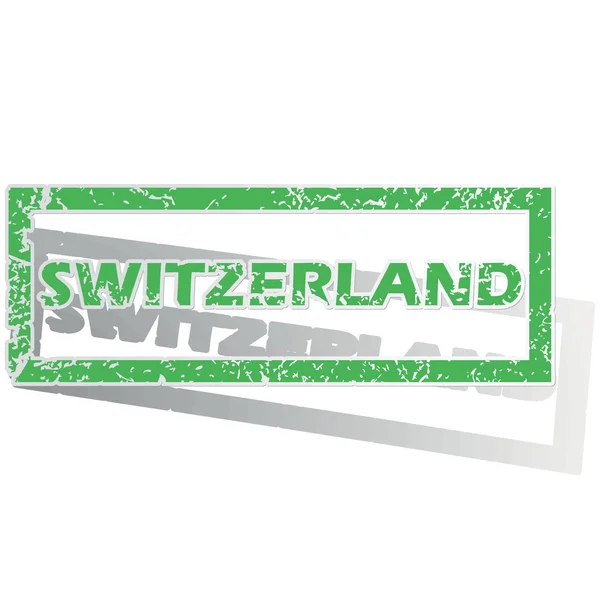 Green outlined Swtizerland stamp — Wektor stockowy