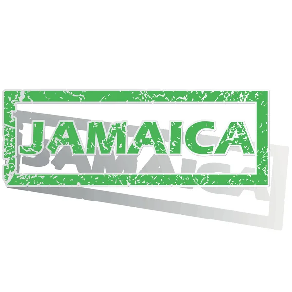 Green outlined Jamaica stamp — 스톡 벡터