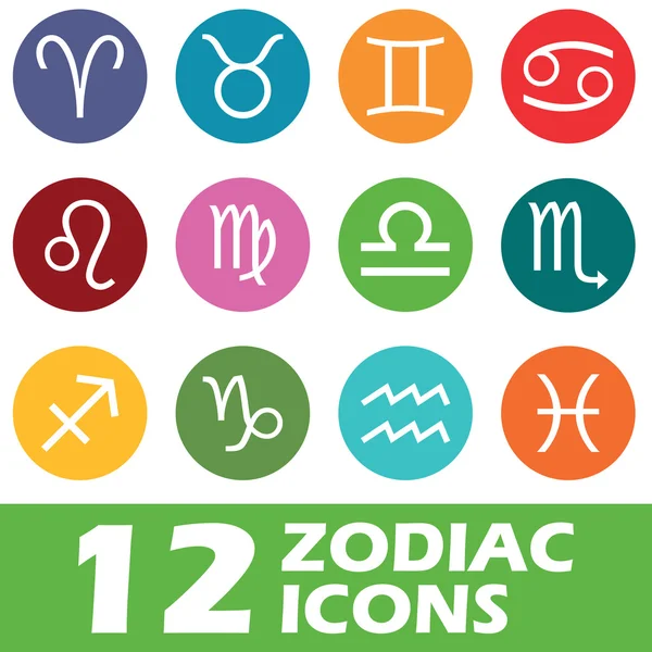 Colored round zodiac icon set — Wektor stockowy