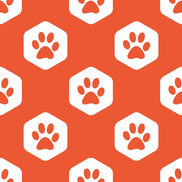 Orange hexagon paw pattern — Stock Vector