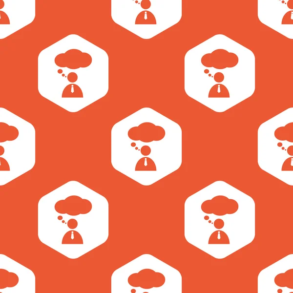 Orange hexagon thinking person pattern — ストックベクタ