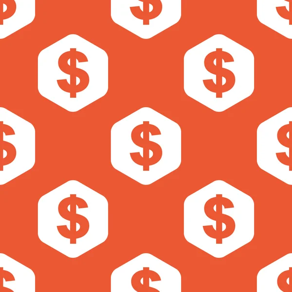 Orange hexagon dollar pattern — Stock Vector
