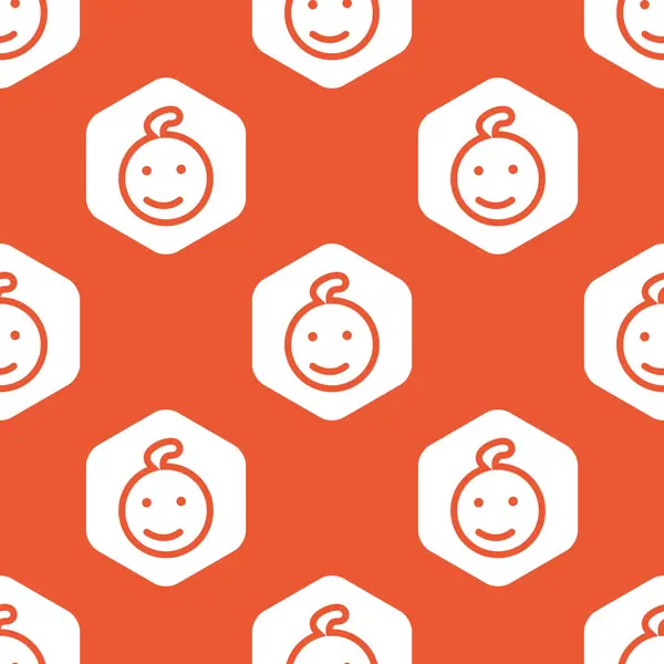 Hexágono naranja sonriente patrón de niño — Vector de stock