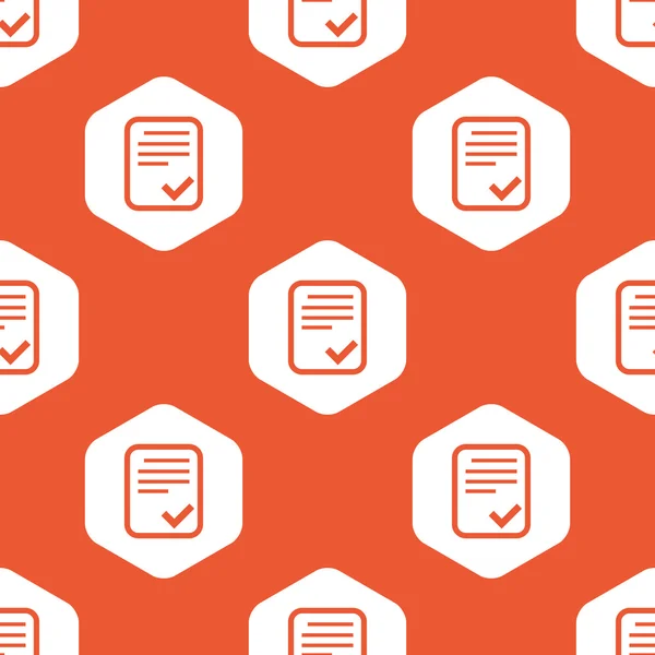 Orange hexagon approved document pattern — Stock Vector