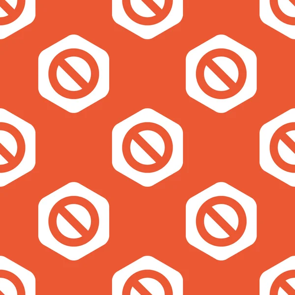 Orange hexagon NO sign pattern — Stockový vektor