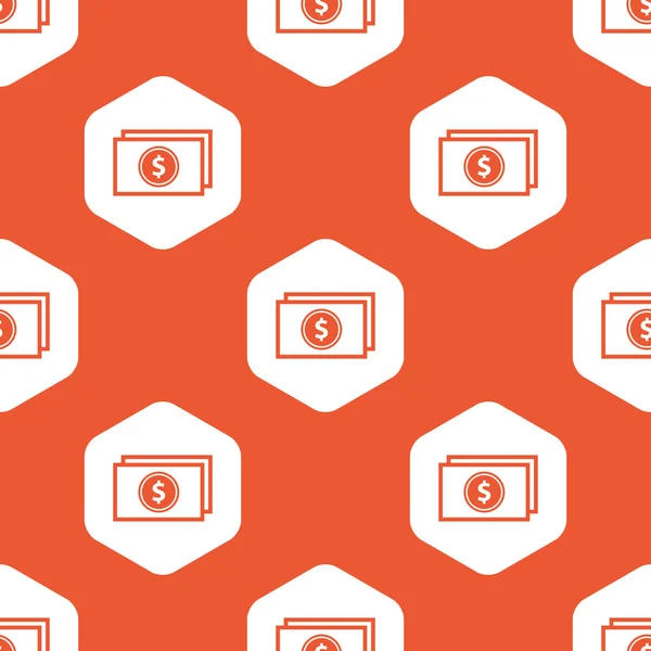 Orange hexagon dollar bill pattern — 图库矢量图片