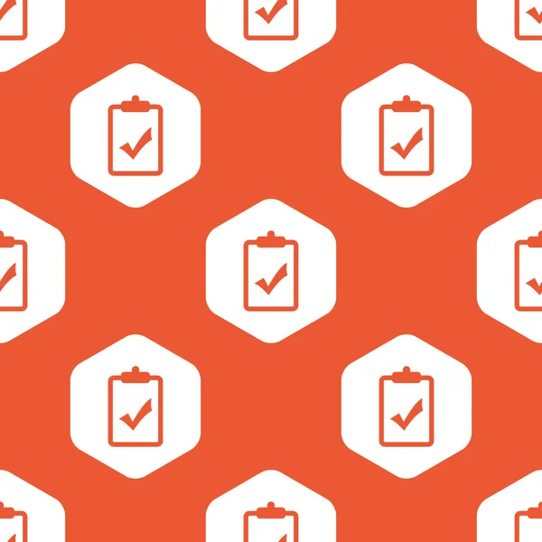 Orange hexagon clipboard YES pattern — Stock Vector