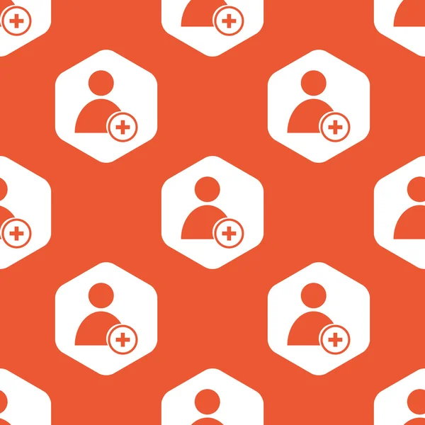 Orange hexagon add user pattern — ストックベクタ