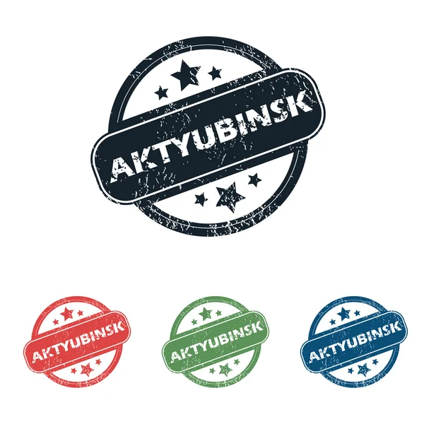 Set stempel kota Aktyubinsk bundar - Stok Vektor