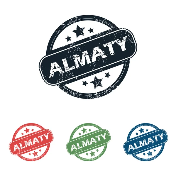 Round Almaty city stamp set — Stock Vector