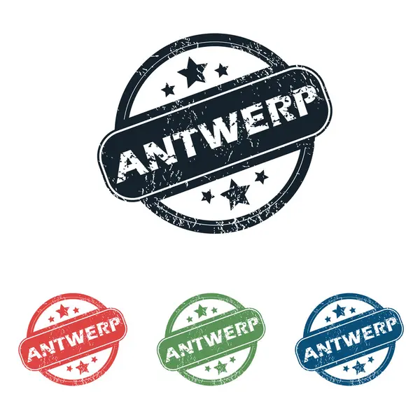 Round Antwerp city stamp set — Stock Vector
