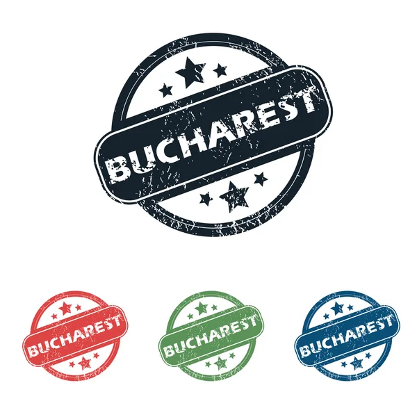 Round Bucharest city stamp set — Stock Vector