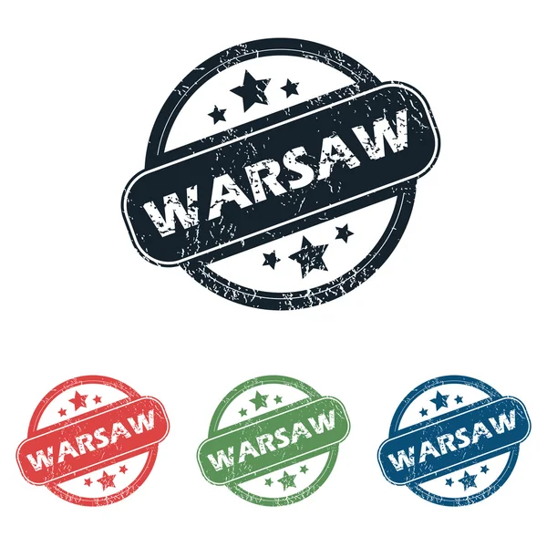 Série de timbres ville Varsovie ronde — Image vectorielle