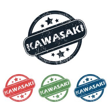 Round Kawasaki city stamp set clipart