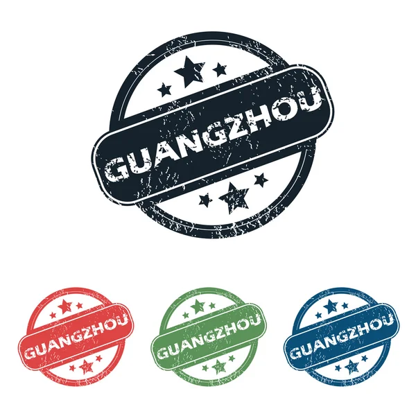 Jeu de timbres rond ville de Guangzhou — Image vectorielle