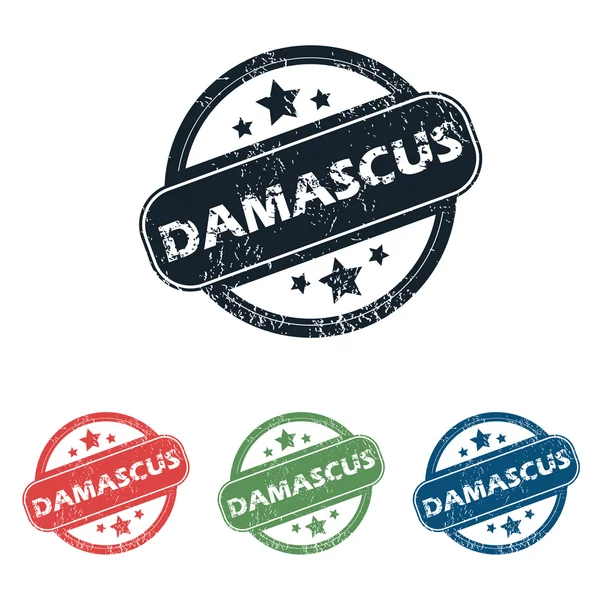 Round Damascus city stamp set — Stock Vector