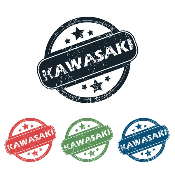 Conjunto de sello redondo de la ciudad de Kawasaki — Archivo Imágenes Vectoriales