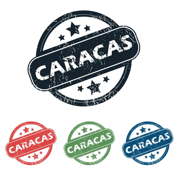 Round Caracas city stamp set — Stock Vector