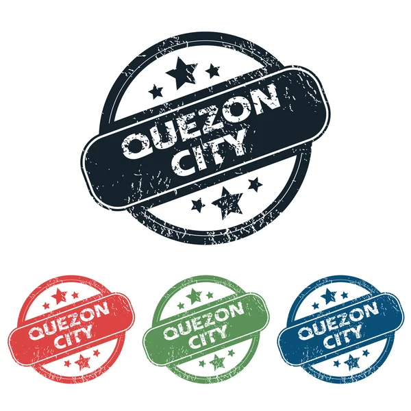 Conjunto de sellos redondos de Quezon City — Vector de stock