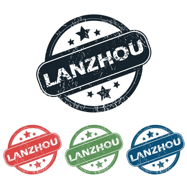 Set de timbres ville Lanzhou rond — Image vectorielle