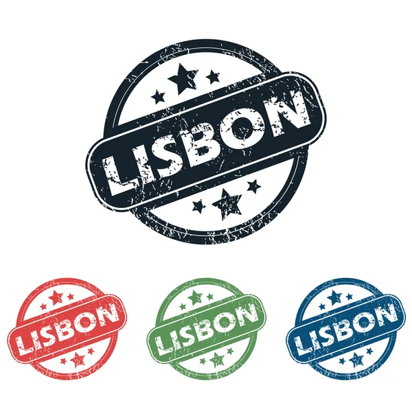 Runder Satz von Stadtmarken von Lissabon — Stockvektor