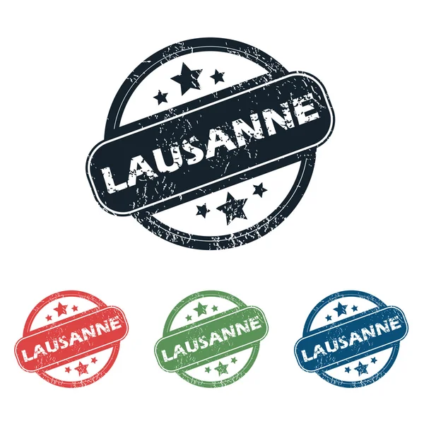 Round Lausanne city stamp set — Stock Vector