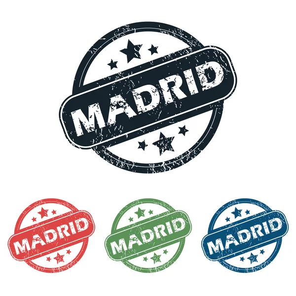 Série de timbres ville Madrid ronde — Image vectorielle