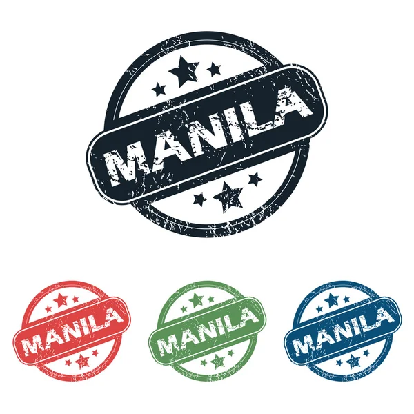 Rund Manila Stadt Briefmarkensatz — Stockvektor