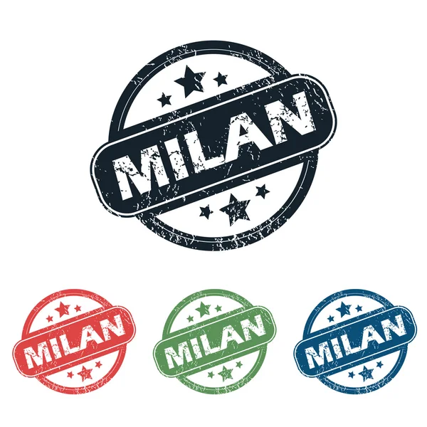Round Milan city stamp set — Stock Vector