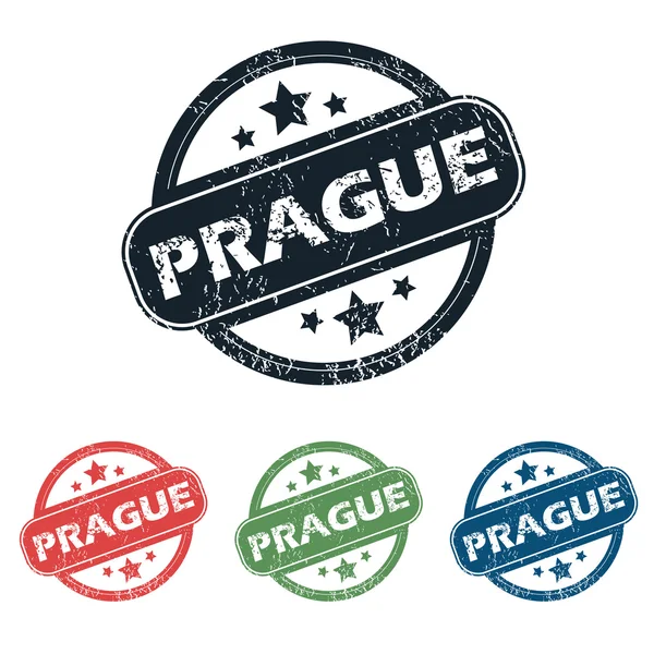 Ronde Praag stad stempel set — Stockvector