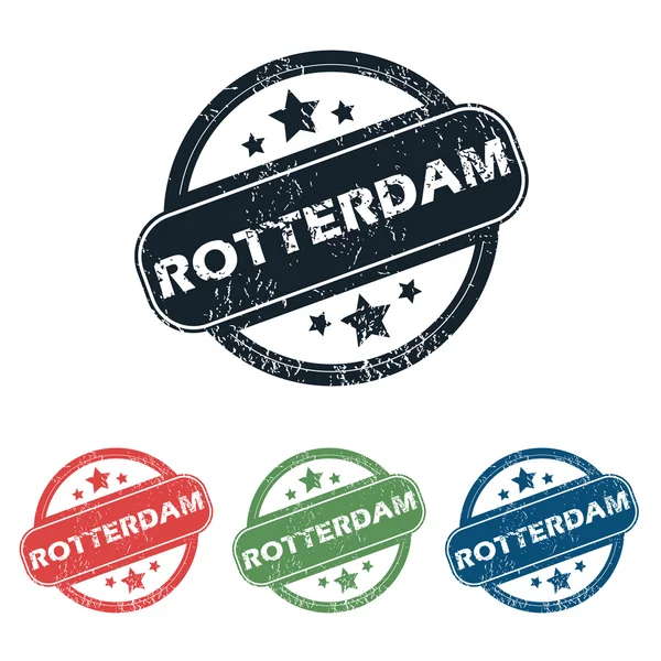 Set de timbres ville Rotterdam rond — Image vectorielle