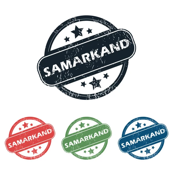Set di francobolli rotondi Samarcanda — Vettoriale Stock