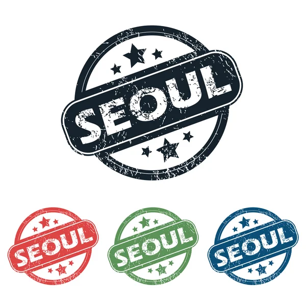 Round Seoul city stamp set — Stock Vector