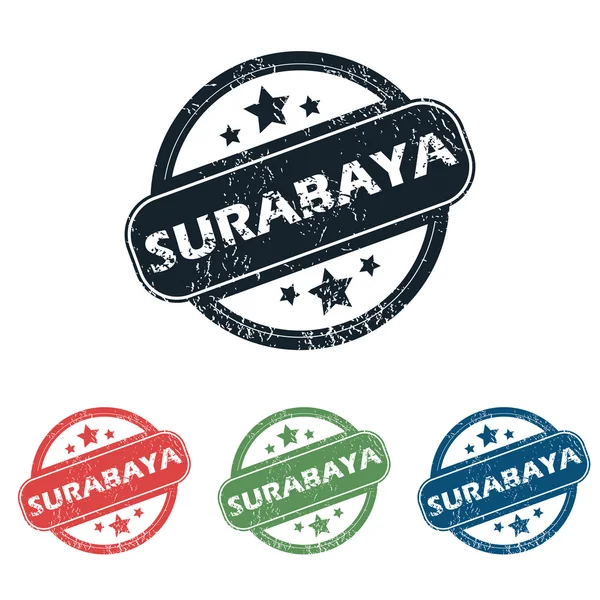 Kulatá sada razítko město Surabaya — Stockový vektor